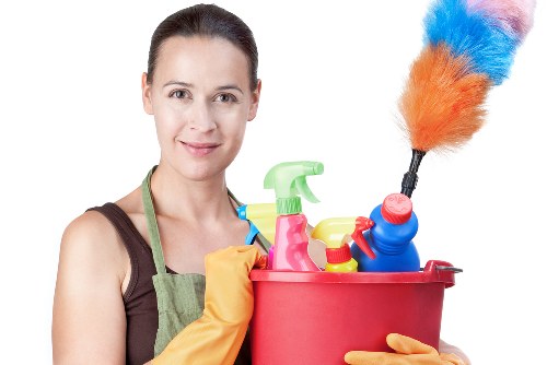 Cleaner preparing a home cleaning appointment