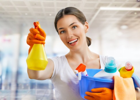 Cleaner preparing a modern flat in Wandsworth for a regular visit
